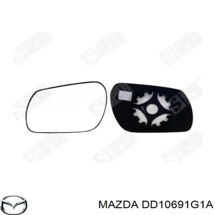 Зеркальный элемент зеркала заднего вида правого на Mazda 2 DY