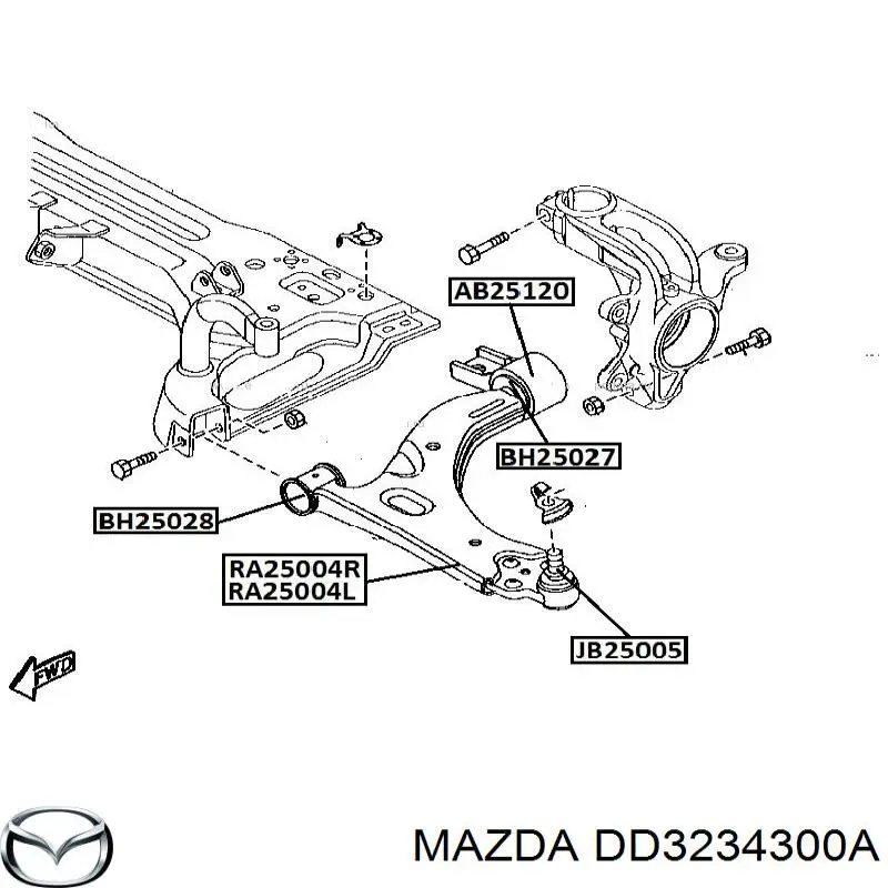 Рычаг передней подвески нижний правый DD3234300A Mazda