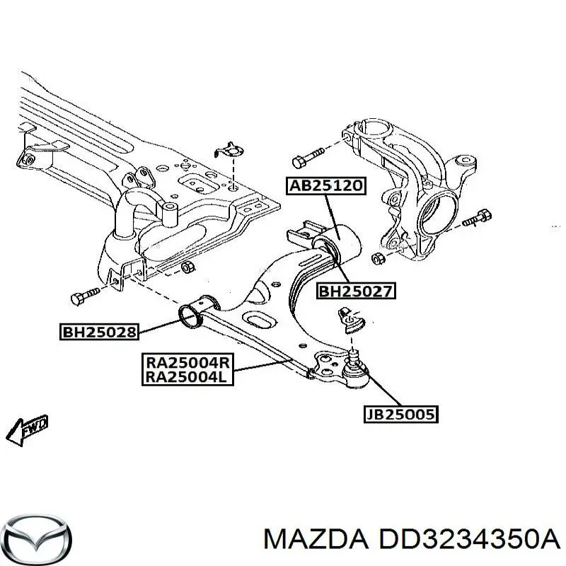 DD3234350A Mazda рычаг передней подвески нижний левый