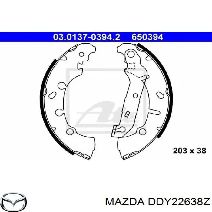 Zapatas de frenos de tambor traseras DDY22638Z Mazda