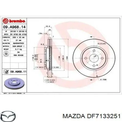 Купить DF7133251 Mazda Ротор тормозной