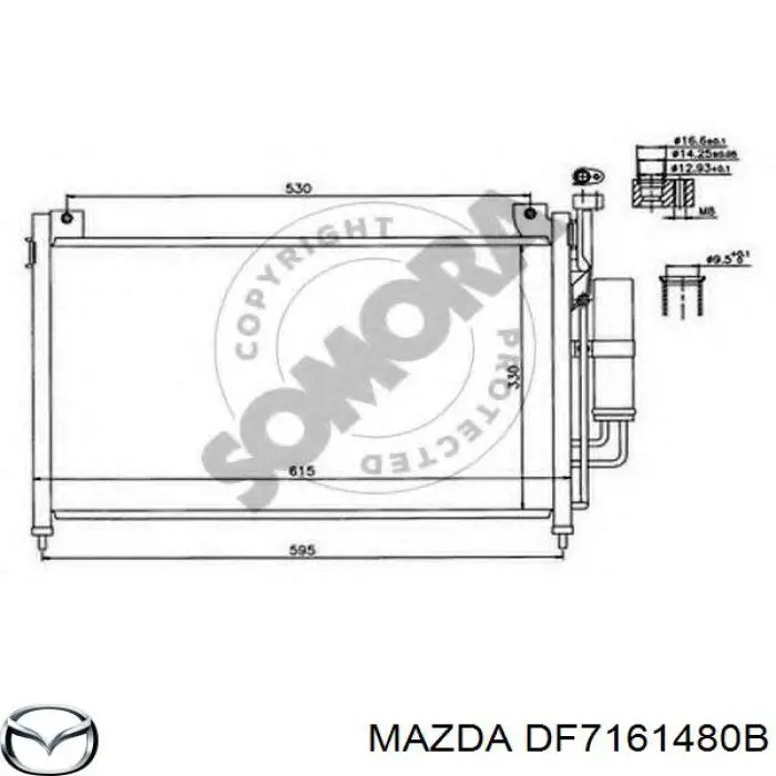 Конденсатор кондиционера Mazda DF7161480B цена, от 92.23 USD