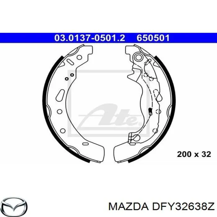Купить DFY32638Z Mazda Задние барабанные тормозные колодки
