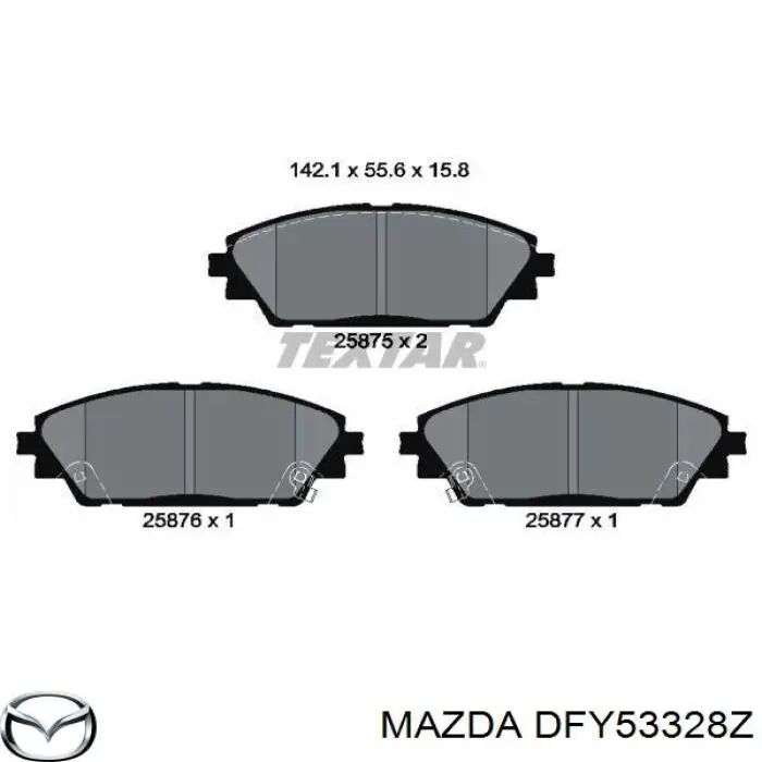 Передние тормозные колодки DFY53328Z Mazda