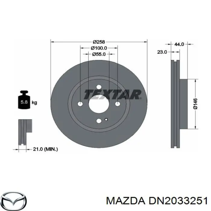 DN2033251 Mazda диск тормозной передний