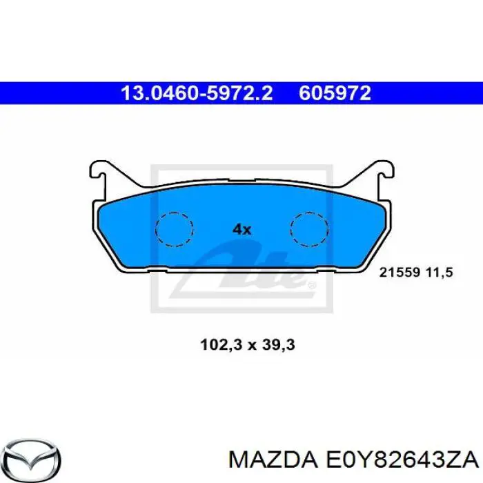 Pastillas de freno traseras E0Y82643ZA Mazda