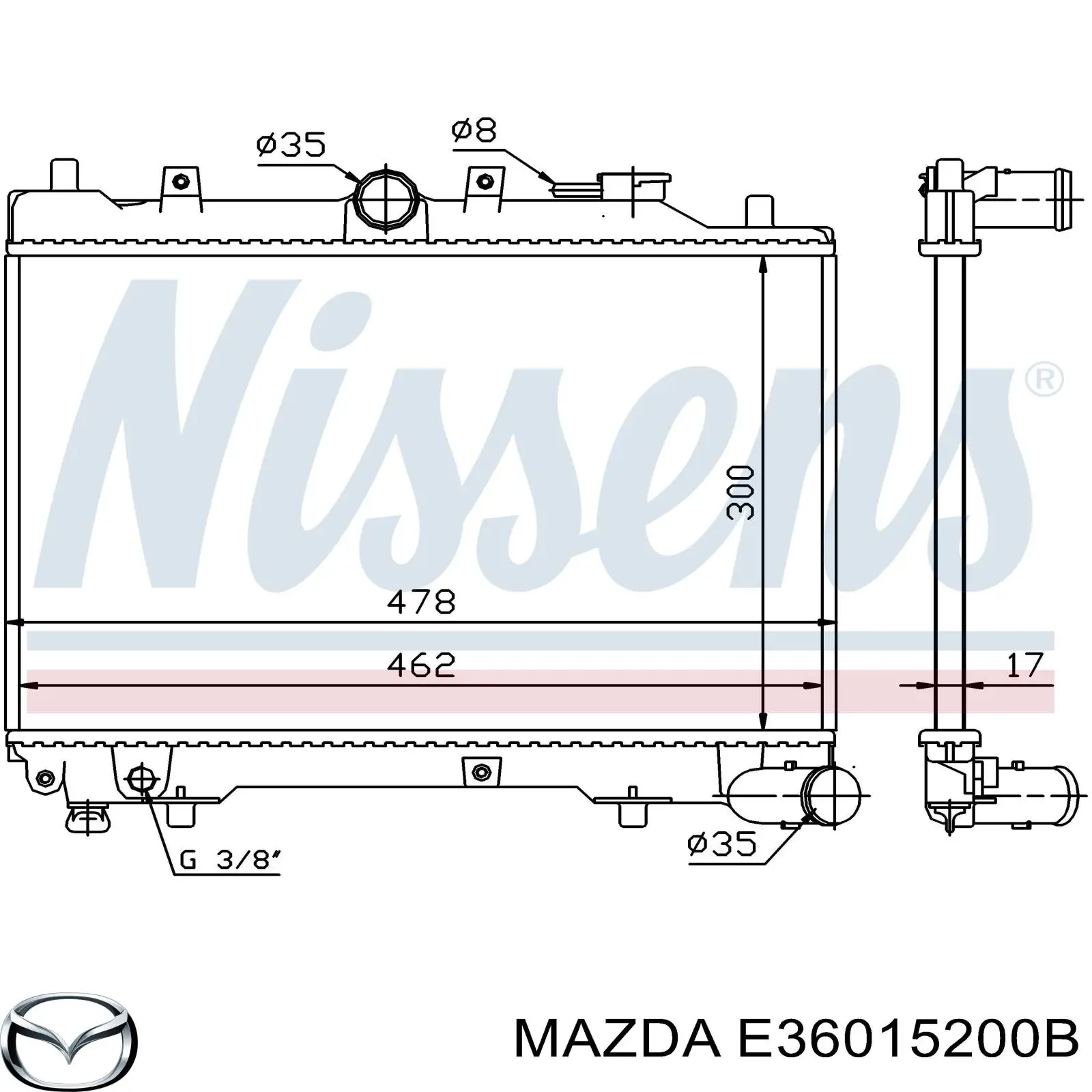 Радиатор E36015200B Mazda