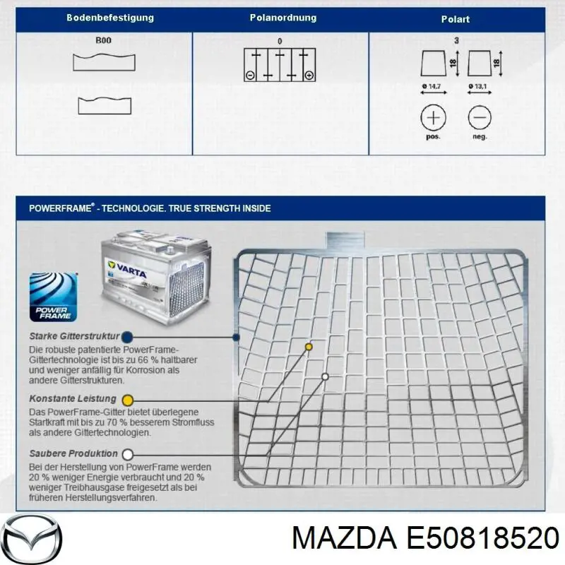 Купить E50818520 Mazda Батарея аккумуляторная