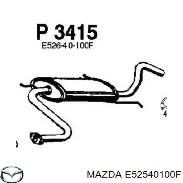 Глушитель, задняя часть Mazda E52540100F