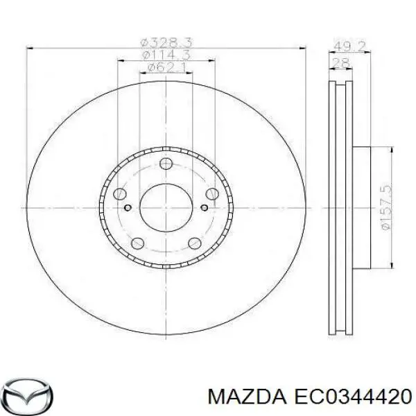 EC0344420 Mazda трос ручного тормоза задний левый