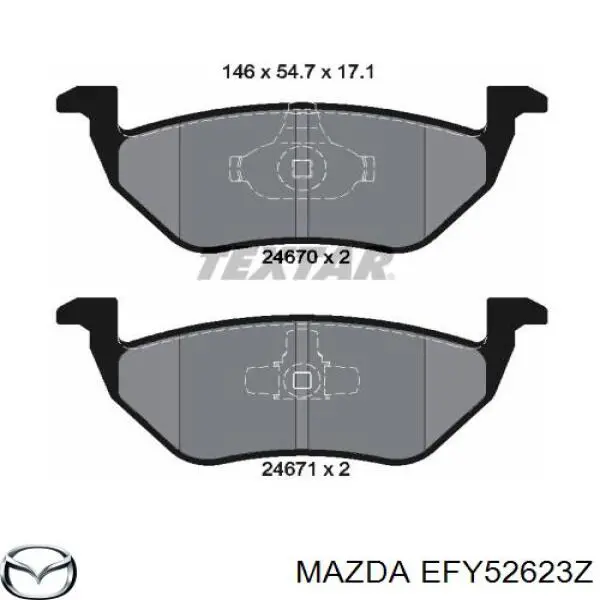 Колодки дисковые  Mazda EFY52623Z цена, от 27.28 USD
