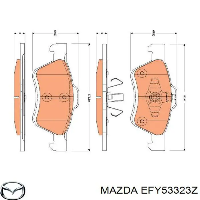 Передние тормозные колодки EFY53323Z Mazda