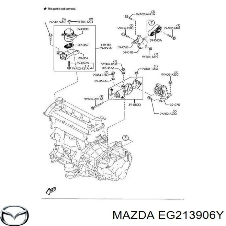 Soporte de motor derecho EG213906Y Mazda