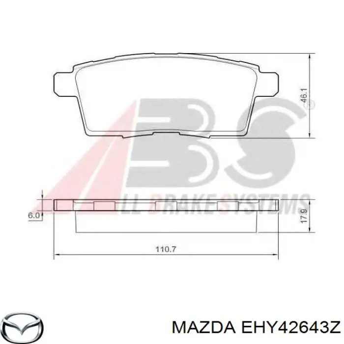 Задние тормозные колодки EHY42643Z Mazda