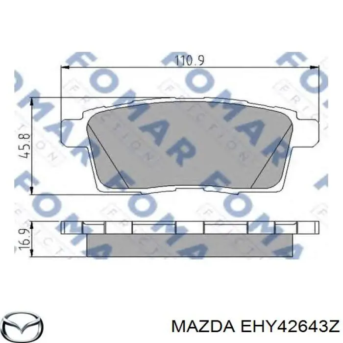 Колодки дисковые  Mazda EHY42643Z цена, от 23.11 USD