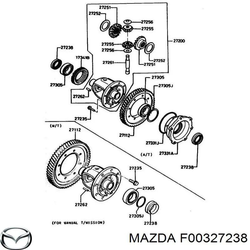 Anillo retén de semieje, eje delantero F00327238 Mazda