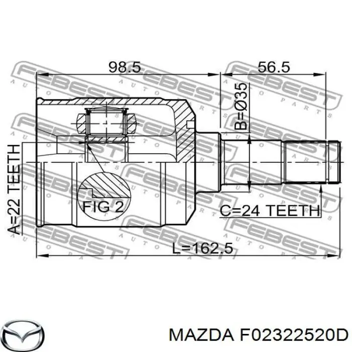 F02322520D Mazda шрус внутренний передний левый
