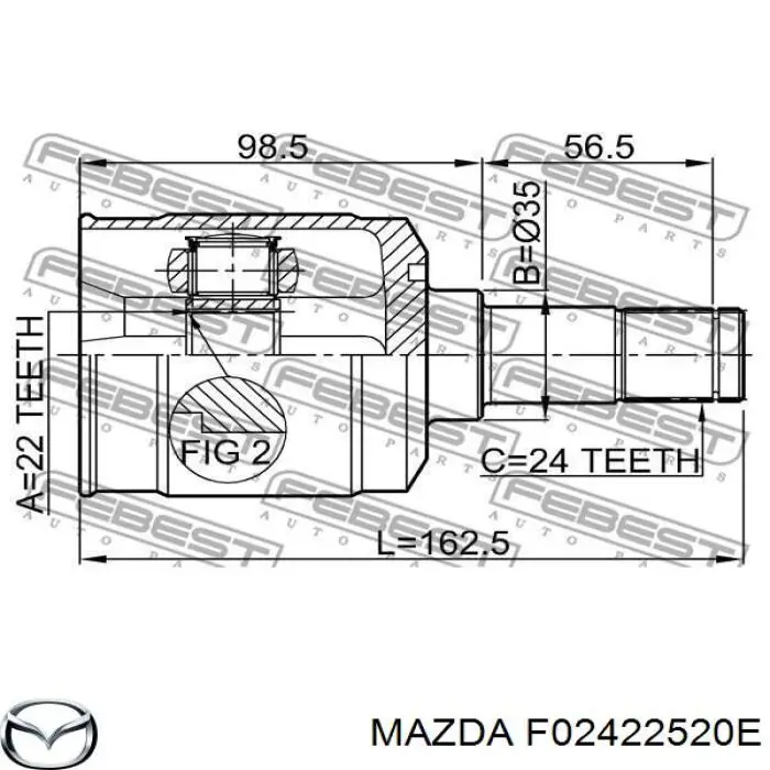 Купить F02422520E Mazda Шрус внутренний левый