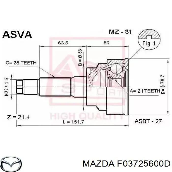 F03725600D Mazda 