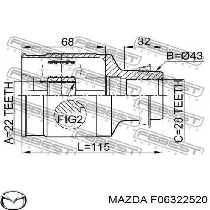 ШРУС внутренний передний правый F06322520 Mazda