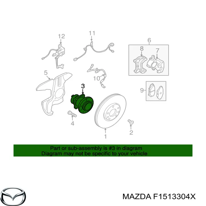 Ступица передняя F1513304X Mazda