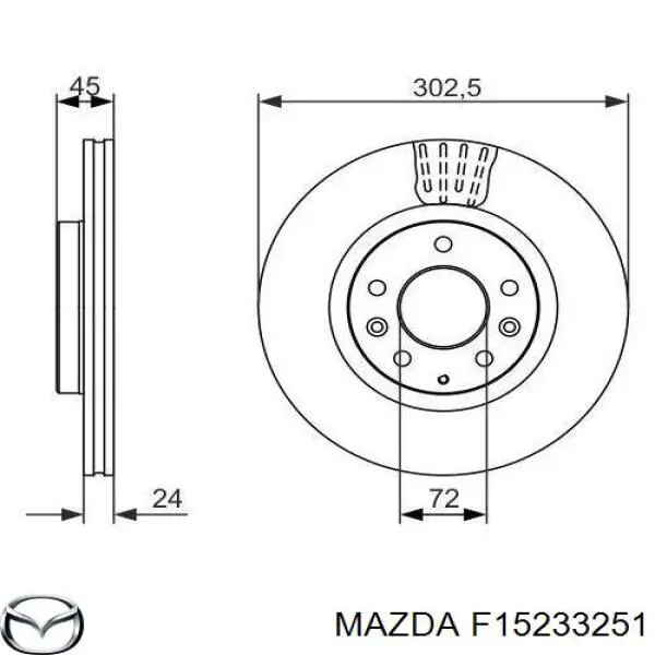 Передние тормозные диски F15233251 Mazda