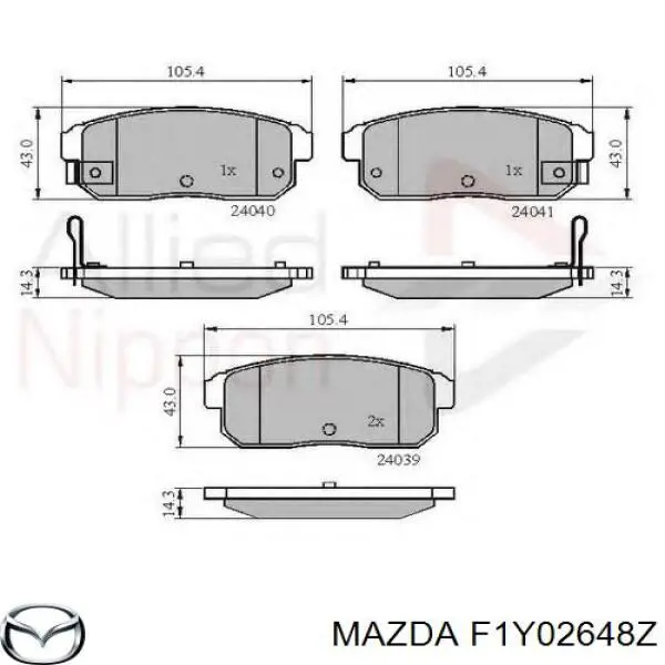 F1Y02648Z Mazda колодки тормозные задние дисковые