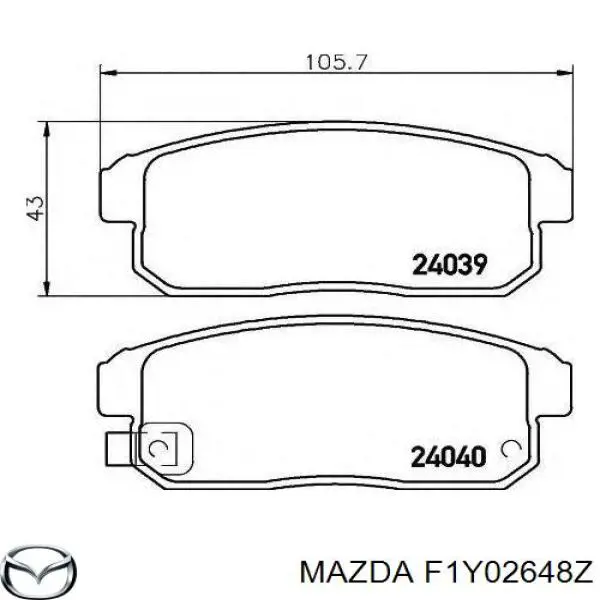 Pastillas de freno traseras F1Y02648Z Mazda