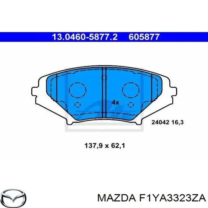 Передние тормозные колодки F1YA3323ZA Mazda