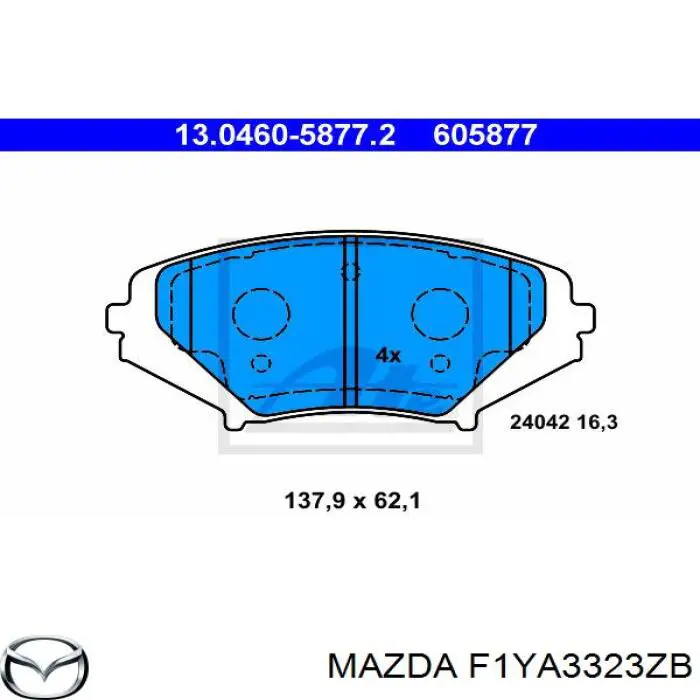 Купить F1YA3323ZB Mazda Колодки тормозные