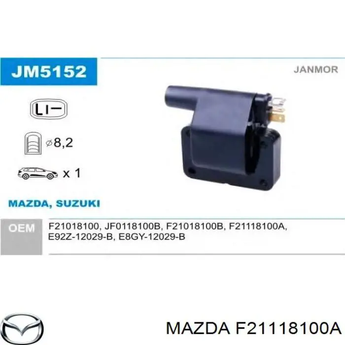 Bobina de encendido F21118100A Mazda