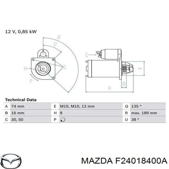 F24018400A Mazda стартер