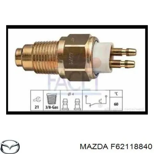 Датчик включения вентилятора радиатора F62118840 Mazda