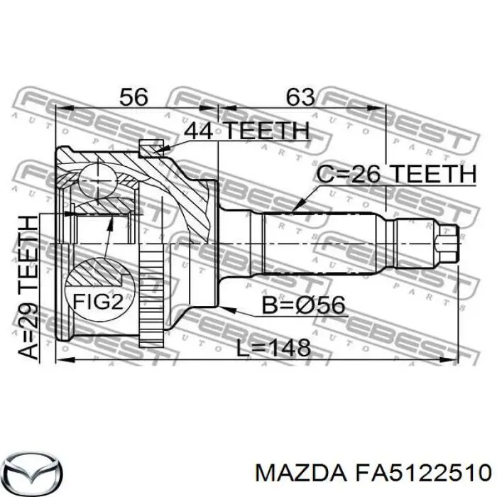 Купить FA5122510 Mazda ШРУС внешний передний, правый