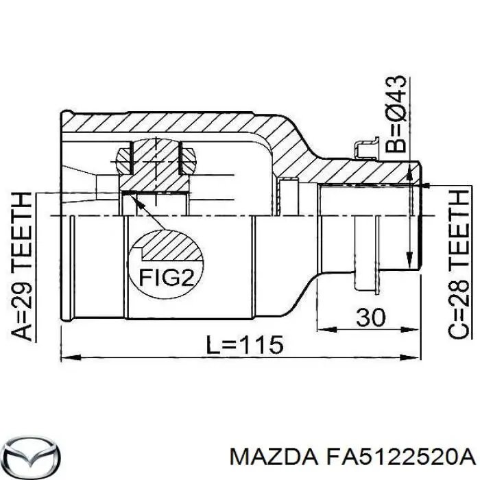FA5122520A Mazda шрус внутренний передний правый