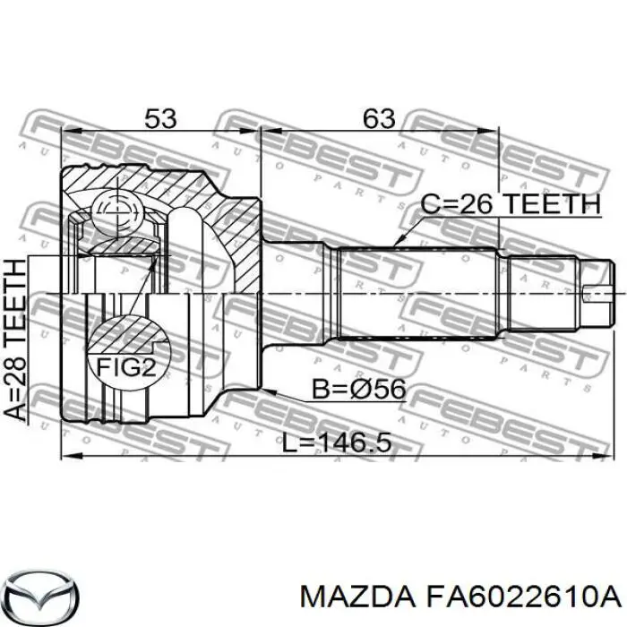 ШРУС наружный передний левый FA6022610A Mazda