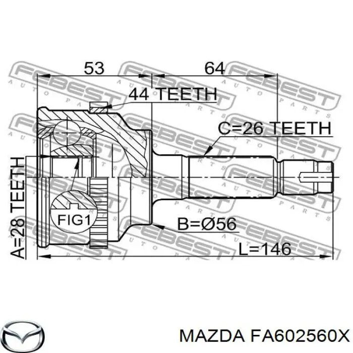 Купить FA602560X Mazda Привод в сборе левый