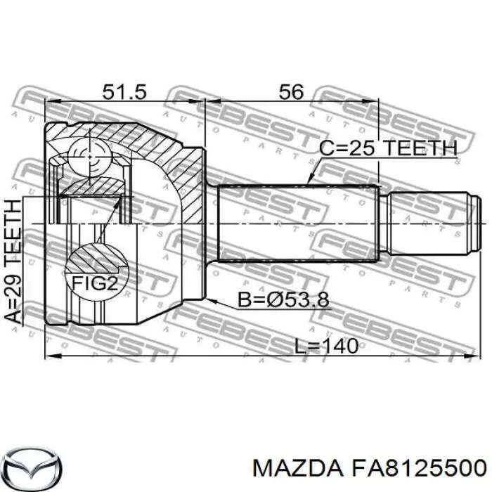 FA8125500 Mazda Полуось передняя, правая