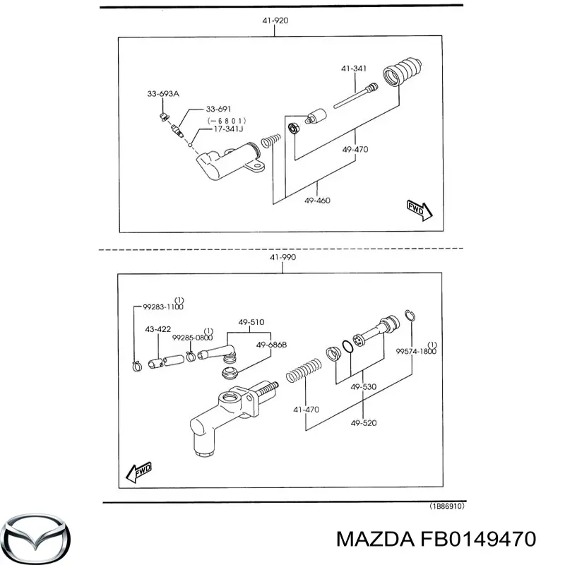Купить FB0149470 Mazda Ремкомплект главного цилиндра сцепления