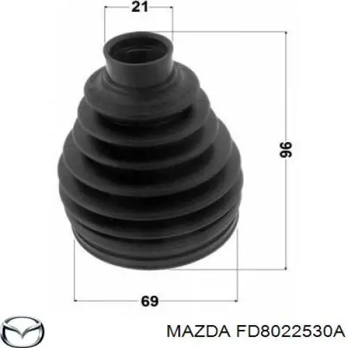 Пыльник ШРУСа передней полуоси наружный Мазда 2 DE (Mazda 2)