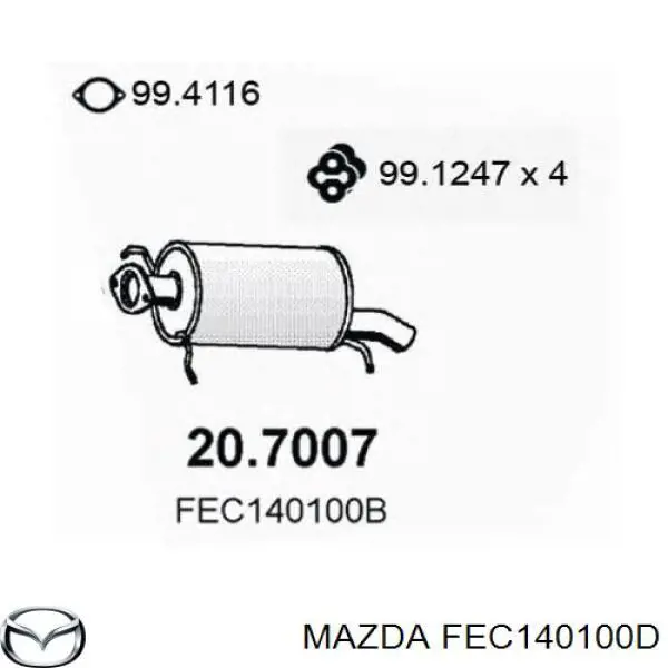 FEC140100D Mazda Выхлопная труба