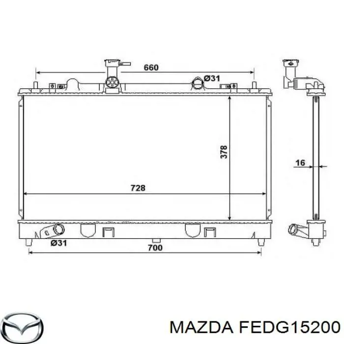 Купить FEDG15200 Mazda Радиатор водяной