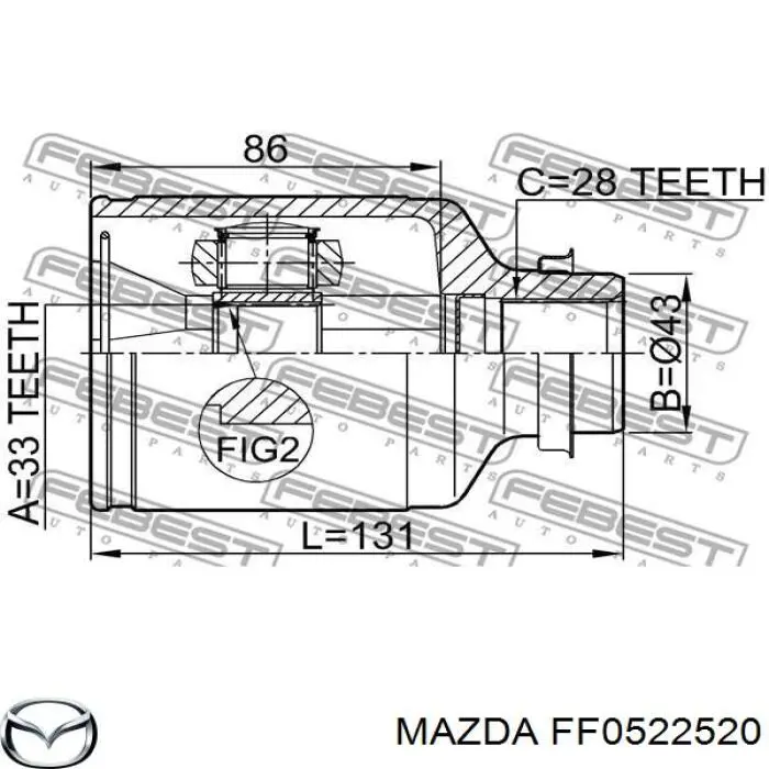 FF0522520 Mazda шрус внутренний передний правый