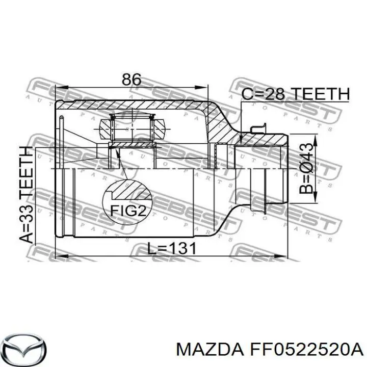 Шарнир привода внутренний Mazda FF0522520A цена, от 75.47 USD