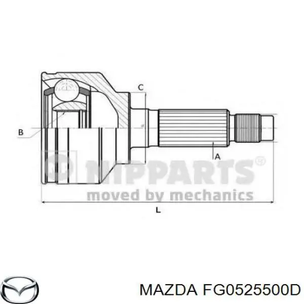 Полуось (привод) передняя правая Mazda FG0525500D