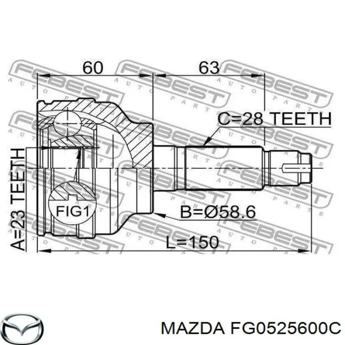 FG0525600C Mazda полуось (привод передняя левая)