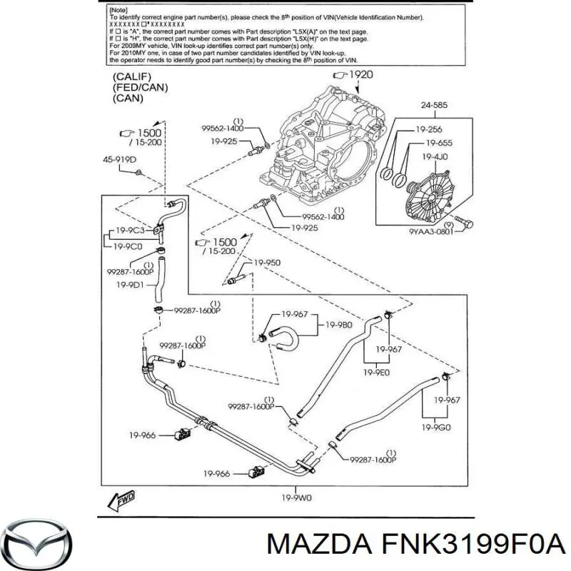 FNK3199F0A Mazda radiador de esfriamento, caixa automática de mudança