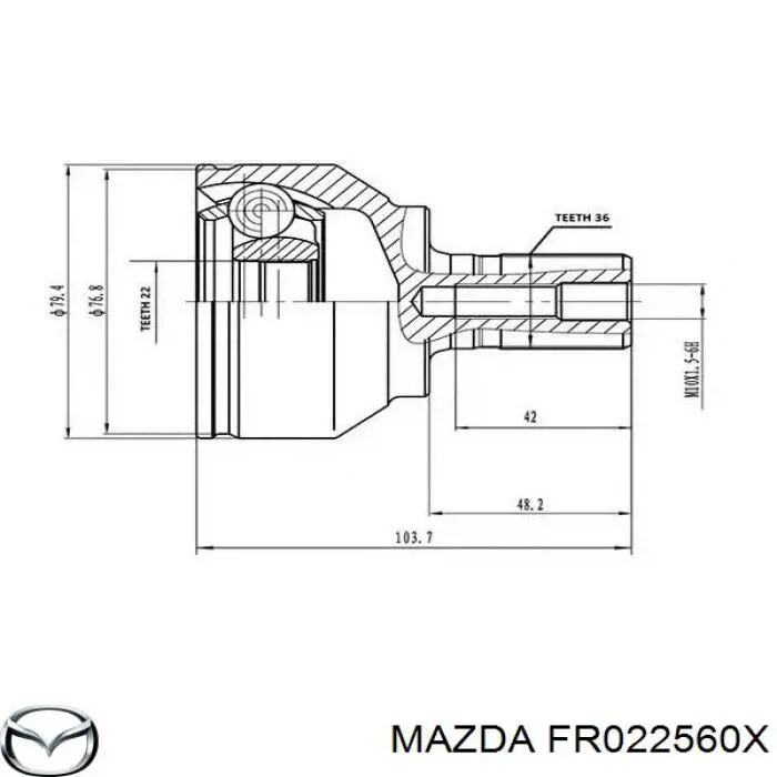 FR022560X Mazda полуось (привод передняя левая)