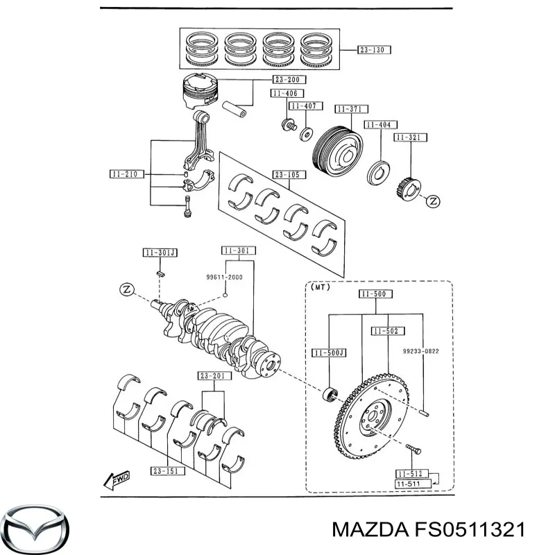 Звездочка-шестерня привода коленвала двигателя на Mazda 626 IV 