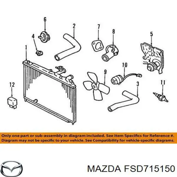 Купить FSD715150 Mazda Диффузор вентилятора в сборе с мотором и крыльчаткой